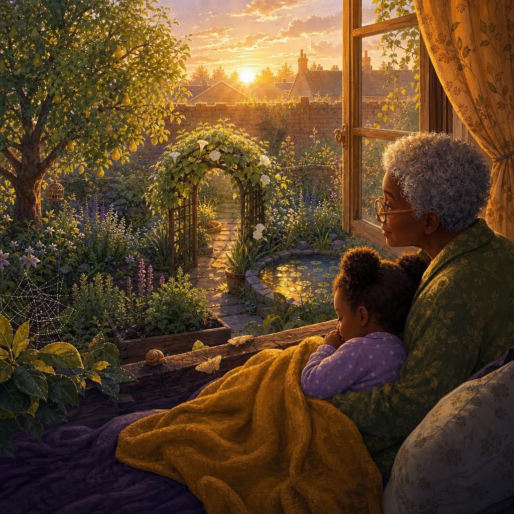 Aya murmurs goodnight to the bright morning garden and rests a little longer.