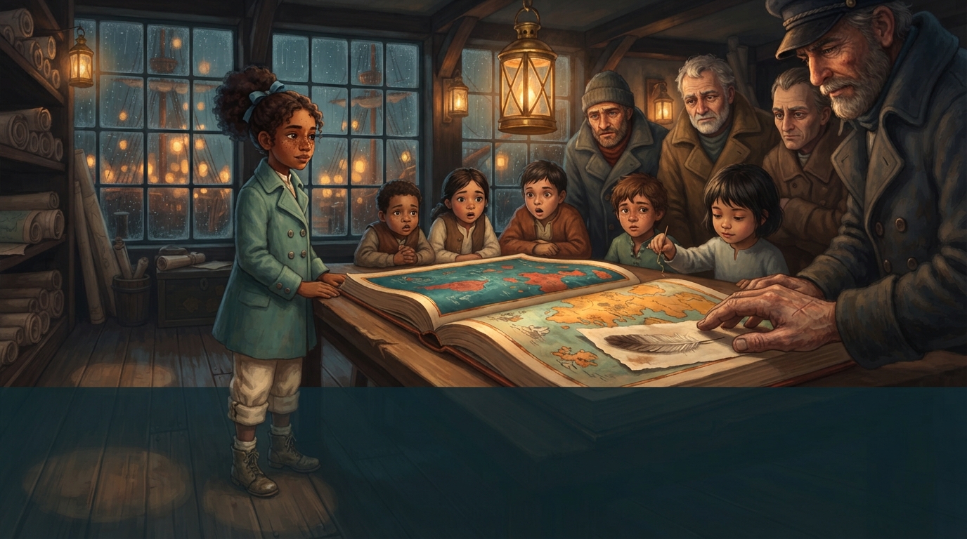 People in Halyard Harbor gather around Ilo’s finished atlas and listen closely.