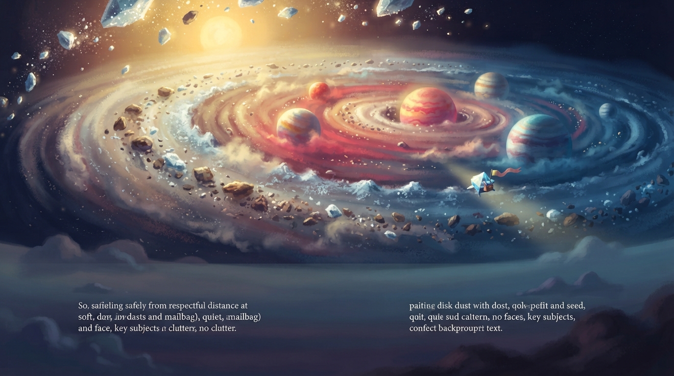 Icy material and gas swirl around growing giant planets far from the young Sun.