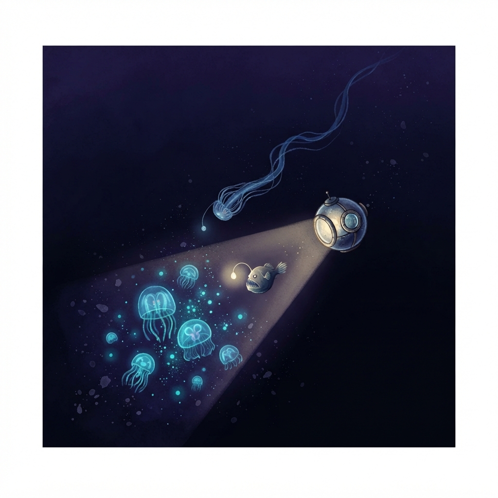 Cover illustration for Lights Off, Look Down!