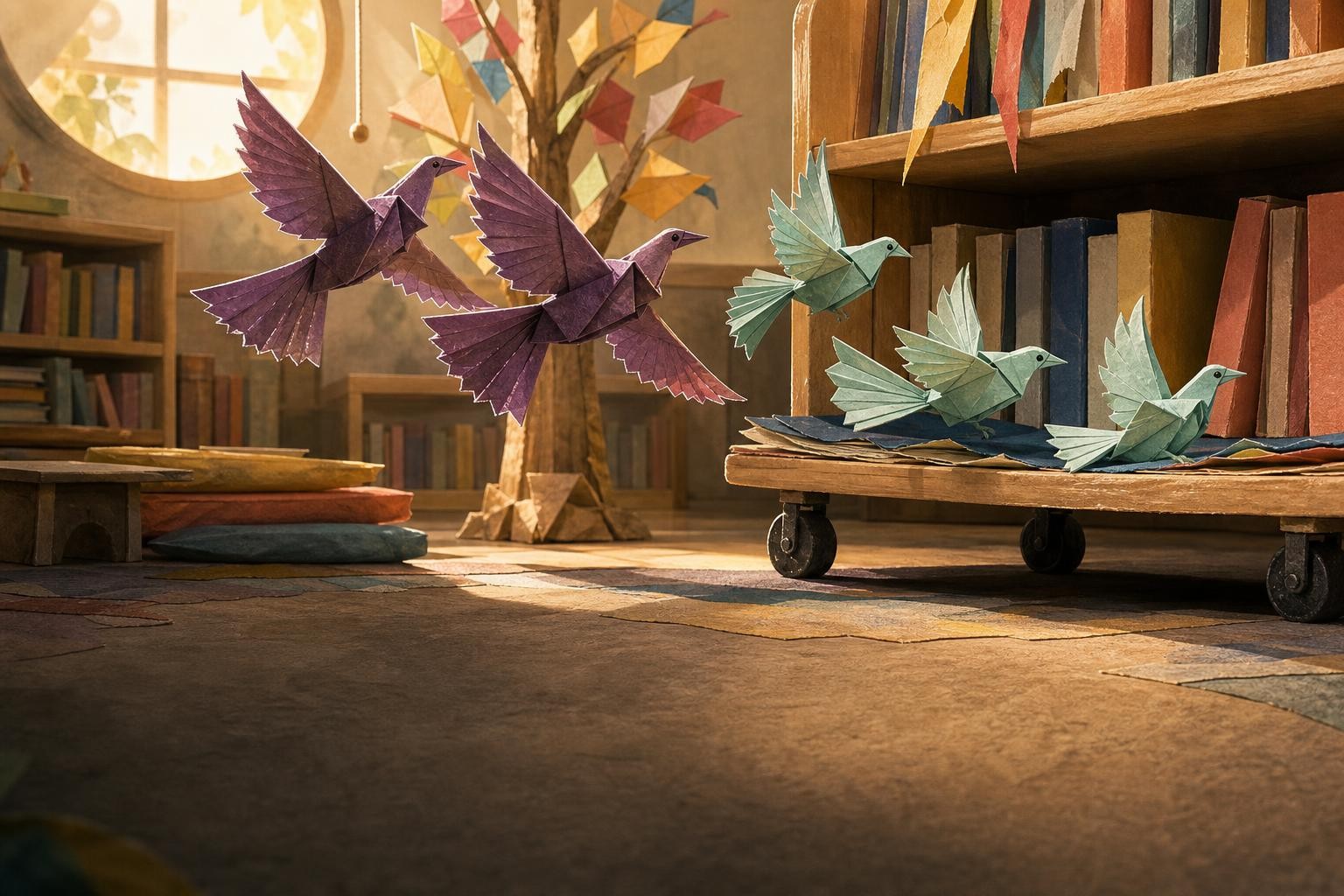 Plum paper birds use broad tails to help mint birds slow down.