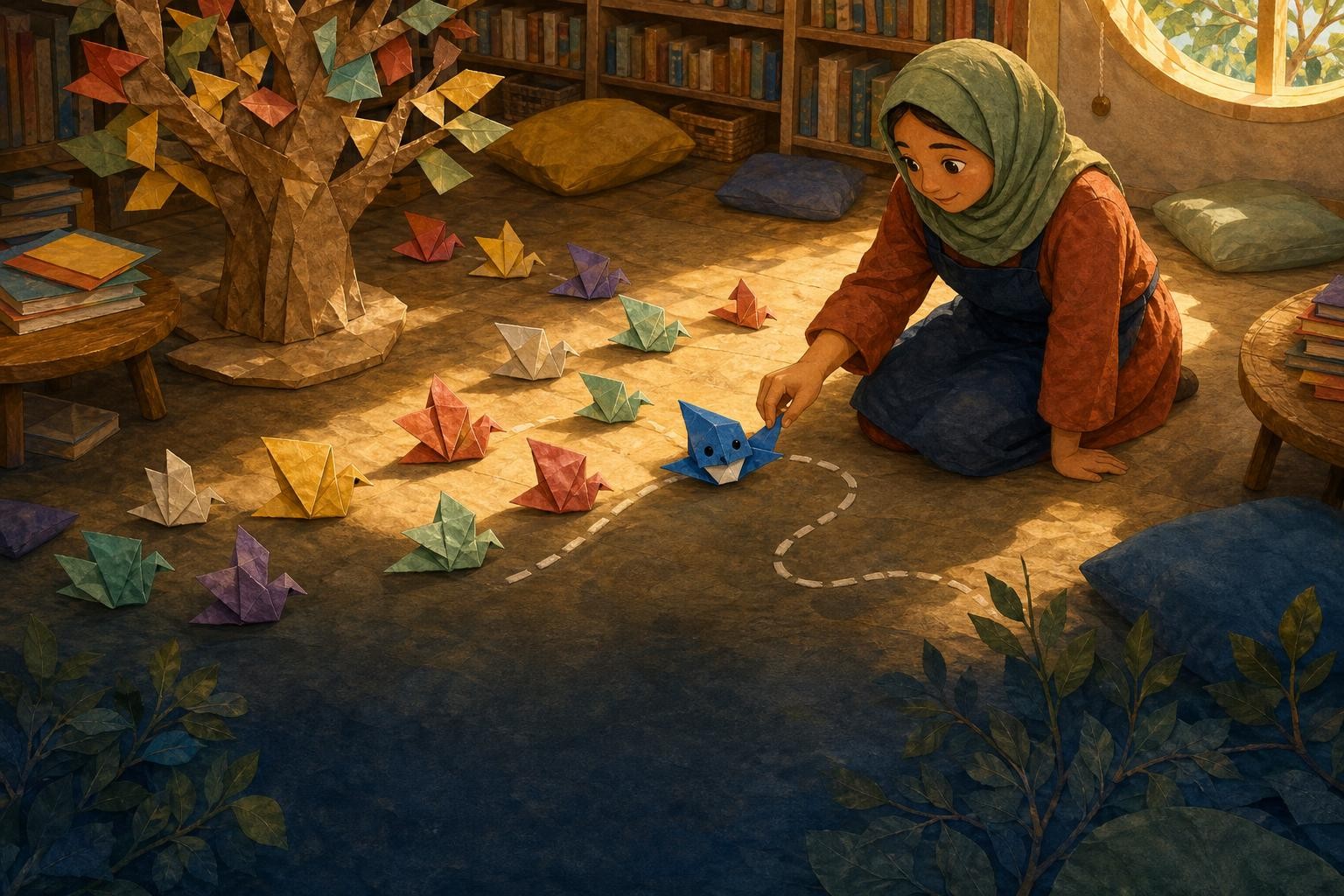 Biru discovers that the scattered birds’ angles form a route.