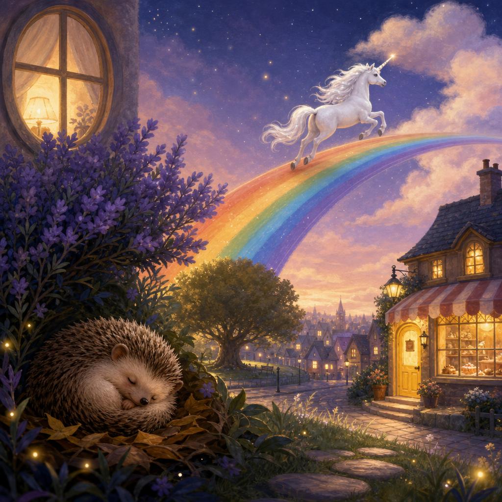 Softly, Softly, Home We Go illustration for The Unicorn Who Jumped Over the Rainbow