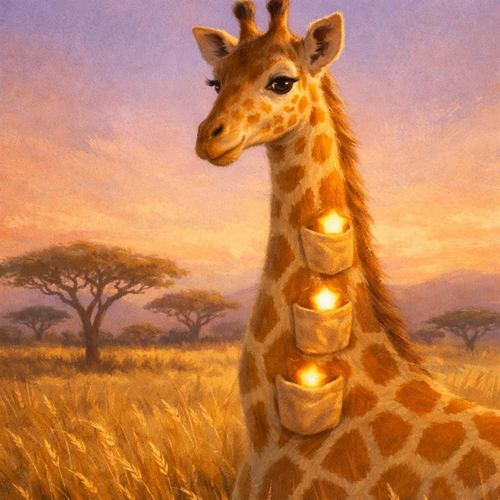 Storybook cover for The Giraffe with Pocket-Sized Stars