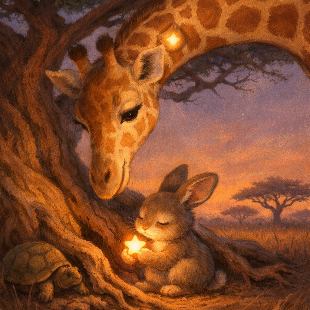 Little Rabbit's Star illustration for The Giraffe with Pocket-Sized Stars
