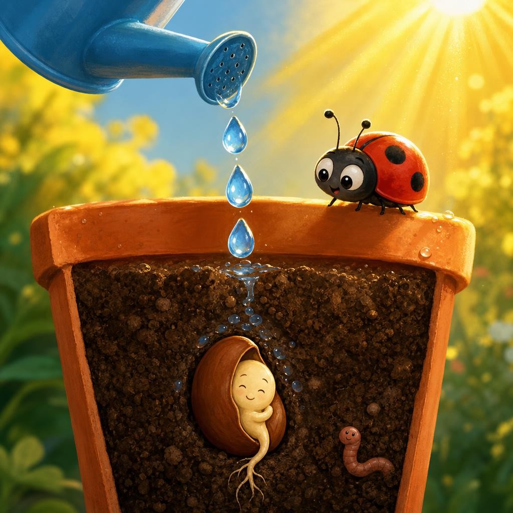 Waking the Sleepy Seed illustration for The Sleepy Seed Wakes Up