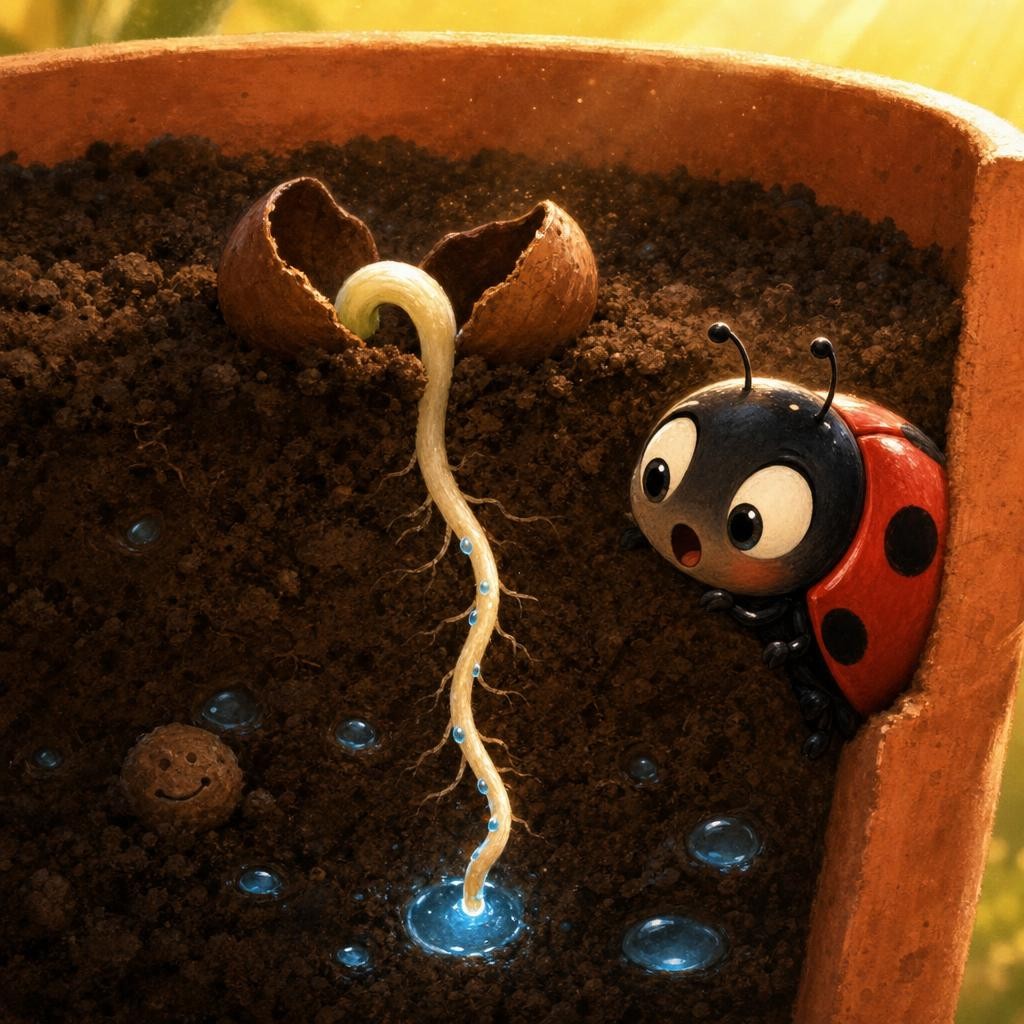 Pop! Roots Go Down illustration for The Sleepy Seed Wakes Up
