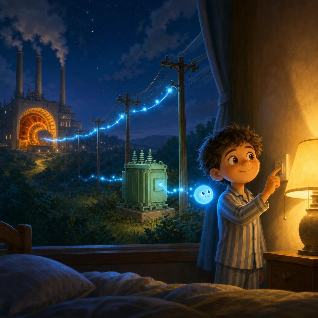 Loop Closed, Lights Go! illustration for Where Does the Light Switch Get Its Power?