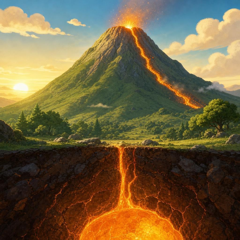 Lesson cover for The Mountain That Burps Fire