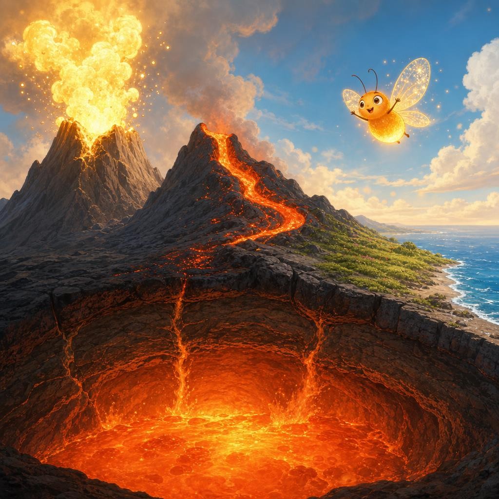 Out Comes the Lava illustration for The Mountain That Burps Fire