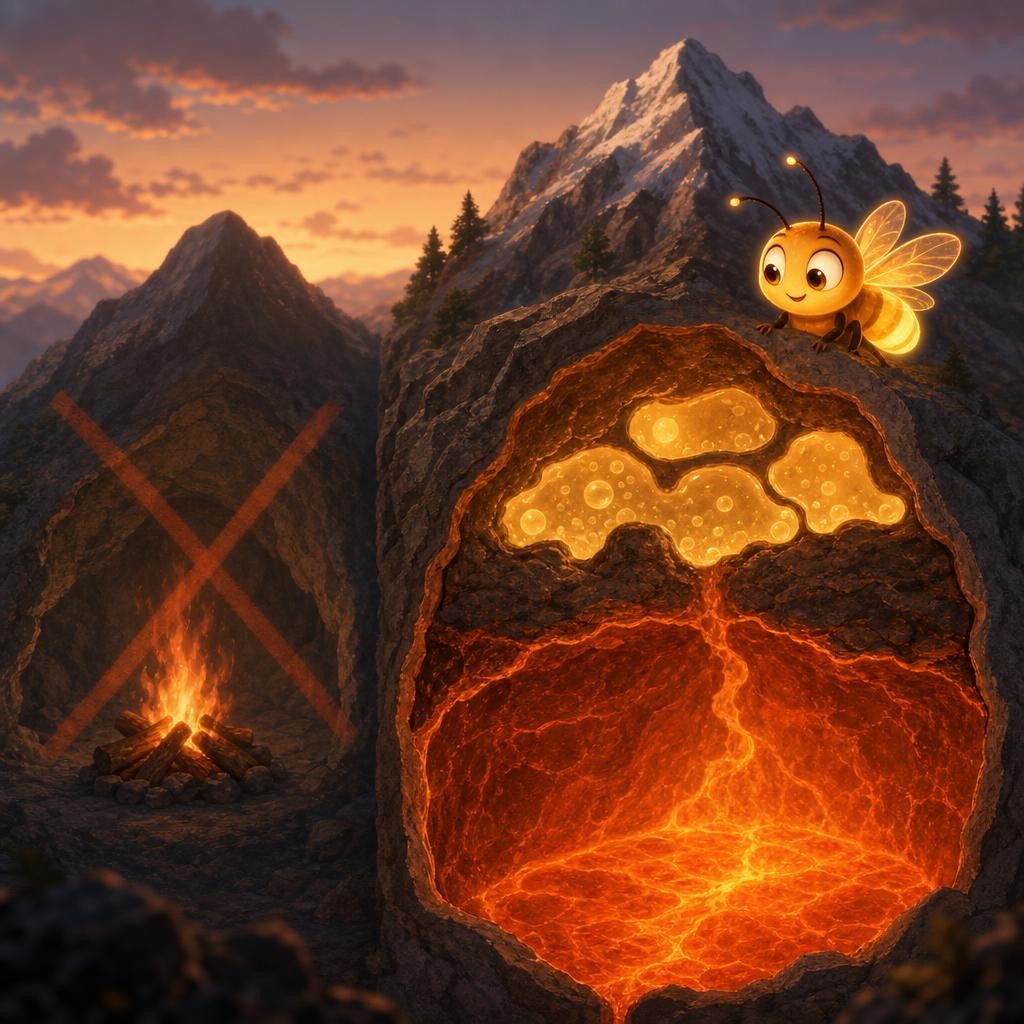 No Campfire Inside illustration for The Mountain That Burps Fire