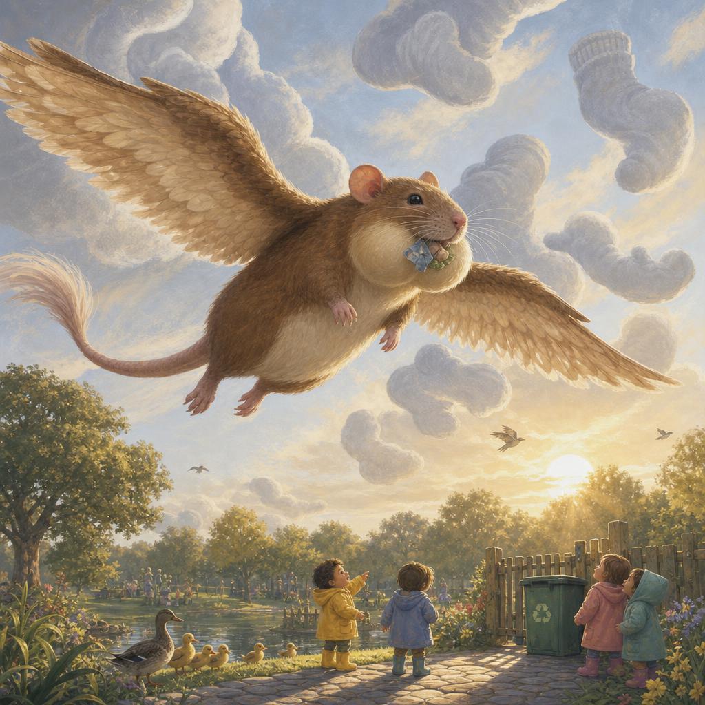Storybook cover for Rumble, the Big Flying Rat Who Saved the Day