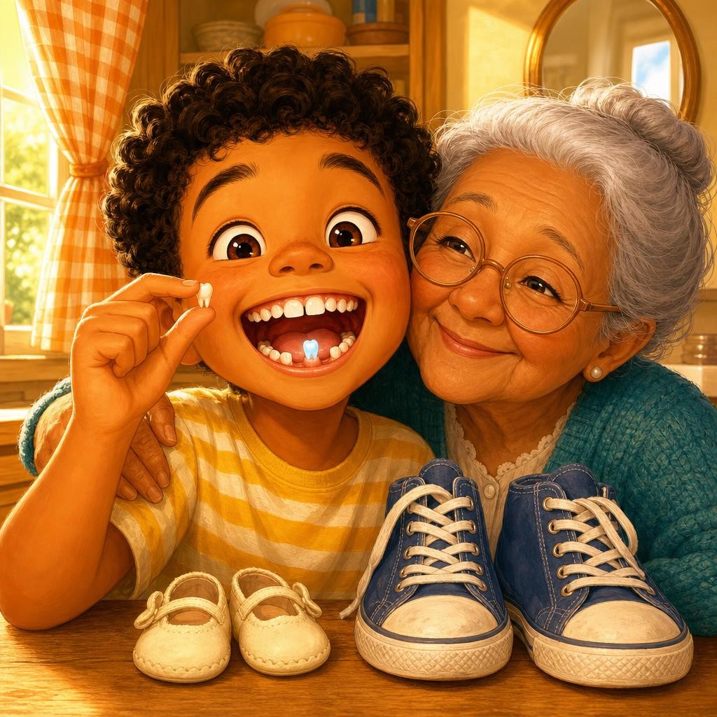 So when a tooth wiggles, Sam does not worry — he grins. His baby teeth saved the spots, his jaw grew big and strong, and the grown-up teeth are pushing up to take their turn. It wa
