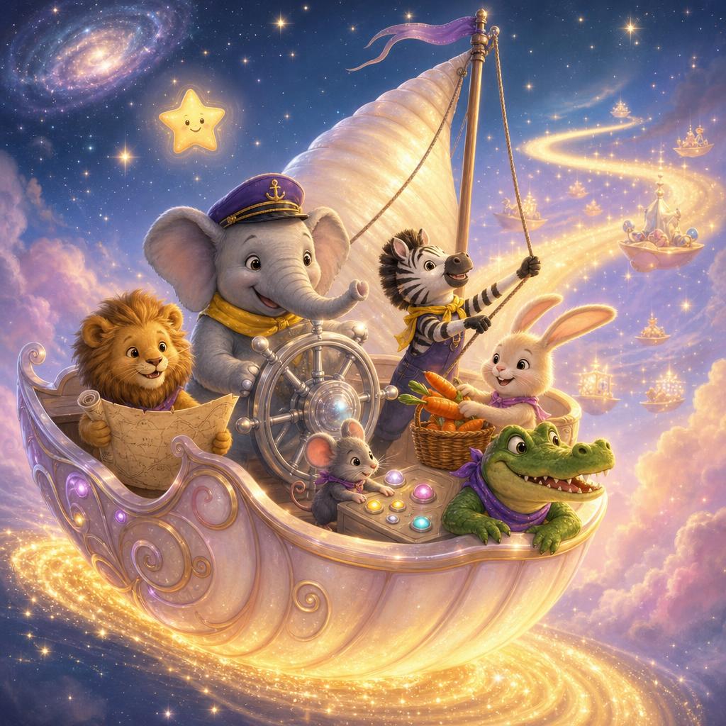 Following the Glowy Path illustration for Captain Ellie and the Starry Sea