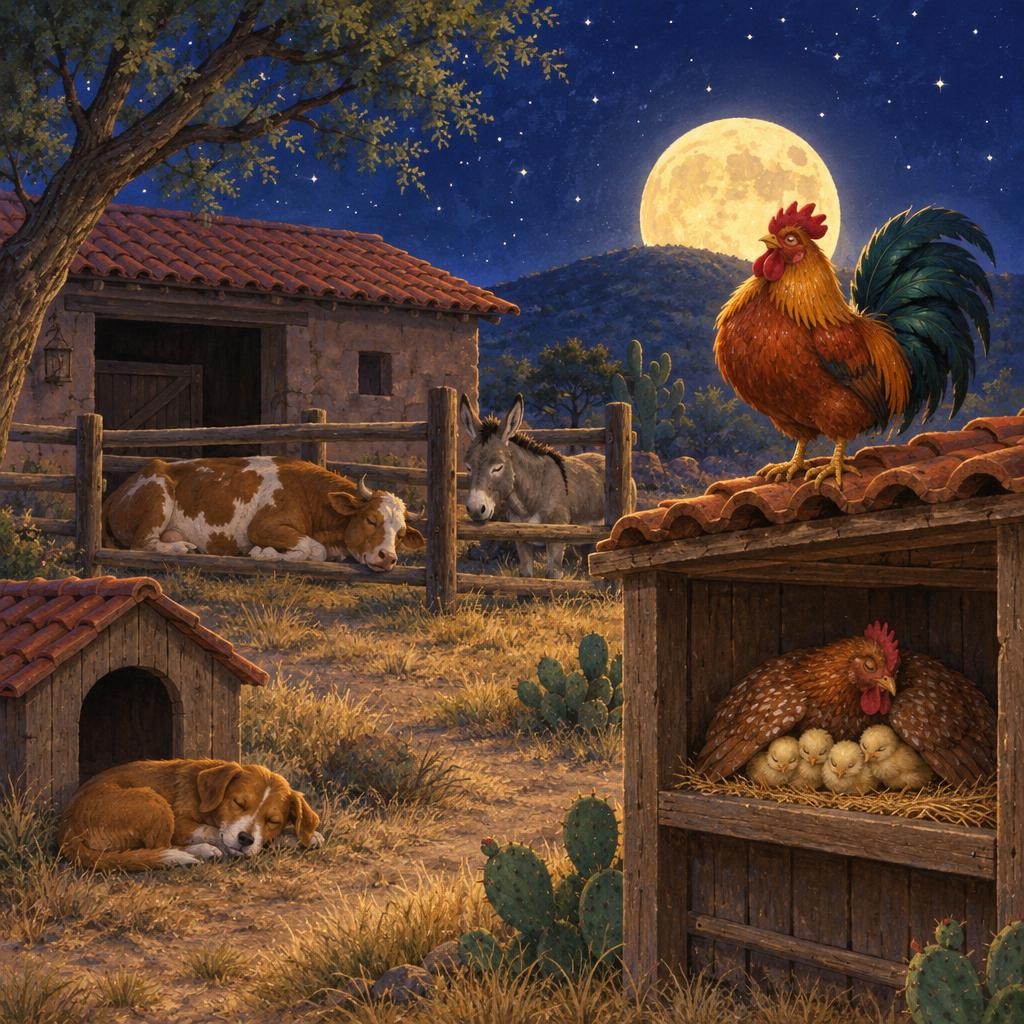Storybook cover for El gallo que confundió la luna con el sol