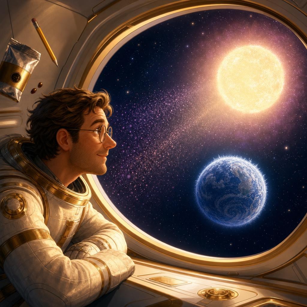 In the story, a science teacher named Ryland Grace wakes up alone on a spaceship called the Hail Mary. Scientists noticed the Sun growing dimmer, little by little — and a dimmer Su