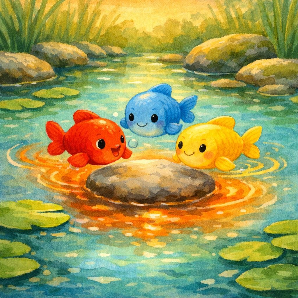 One Little Swish illustration for The Day the Pond Turned Orange