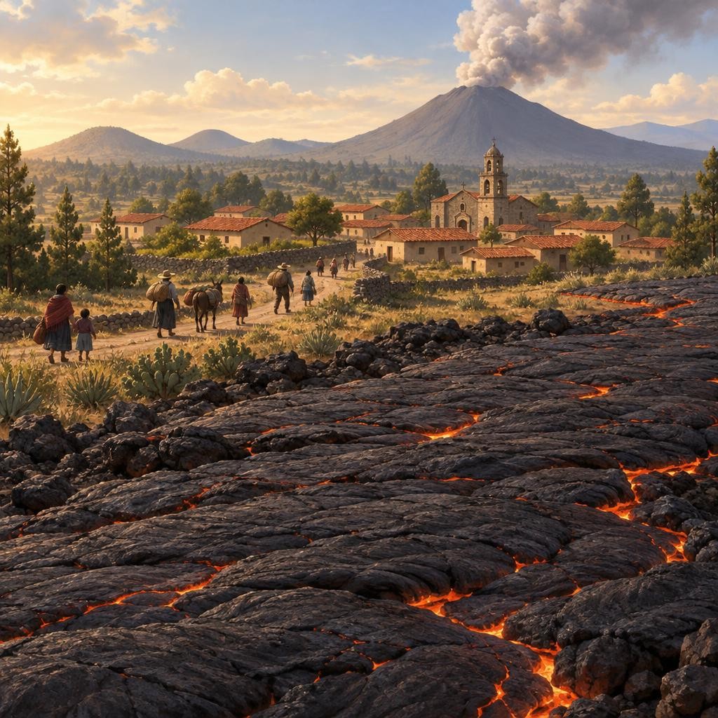 Por la base del volcán también salieron ríos de lava, espesos y muy lentos. Avanzaban tan despacio que las familias tuvieron tiempo de irse con sus cosas, y nadie murió por la lava