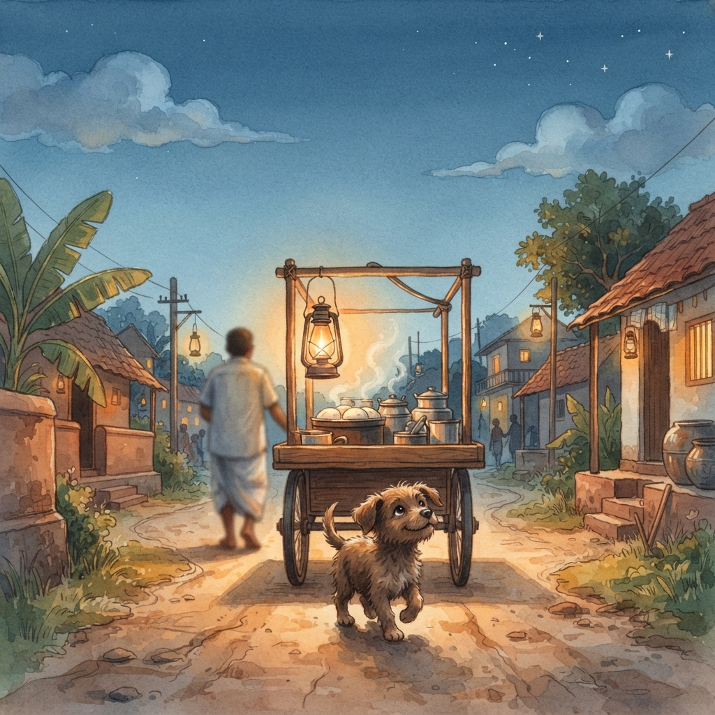 Storybook cover for குட்டியும் இட்லி வண்டியும் — Kutty and the Idli Cart