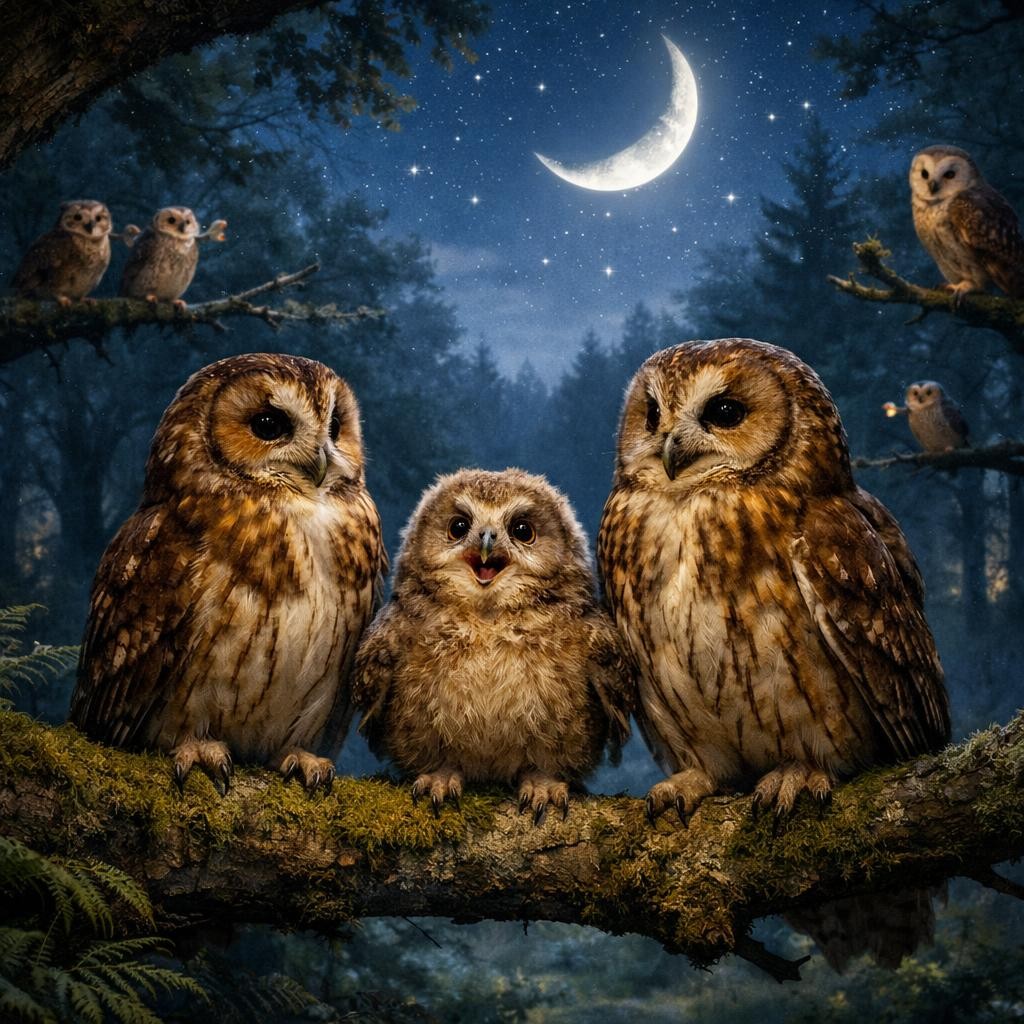 The Happiest Little Owl illustration for Baby Owl's First Hoot