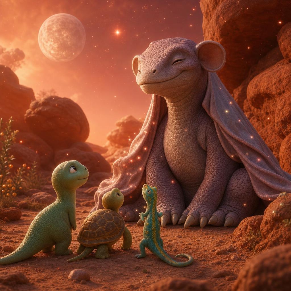 El amigo de la estrella lejana illustration for Tito el dinosaurio y el viaje a las estrellas