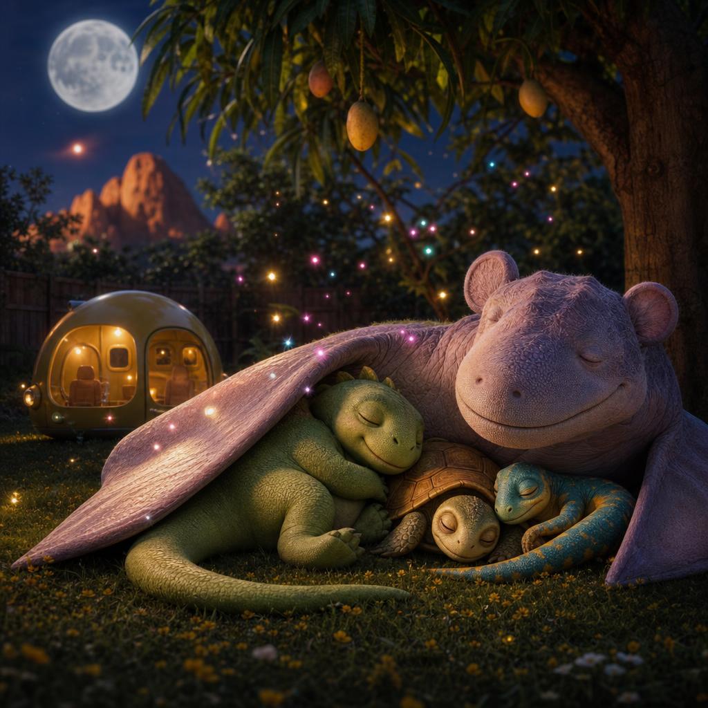 Estrellitas en el jardín illustration for Tito el dinosaurio y el viaje a las estrellas