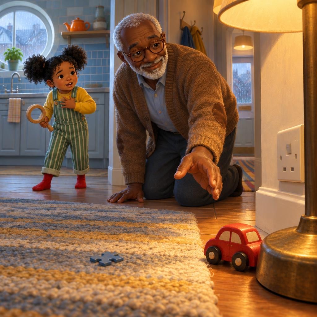 Vroom! Juno's little red car zoomed across the floor and rolled behind the lamp, right next to the plug in the wall. Juno reached out her hand. Then she stopped. Plugs and wires ar