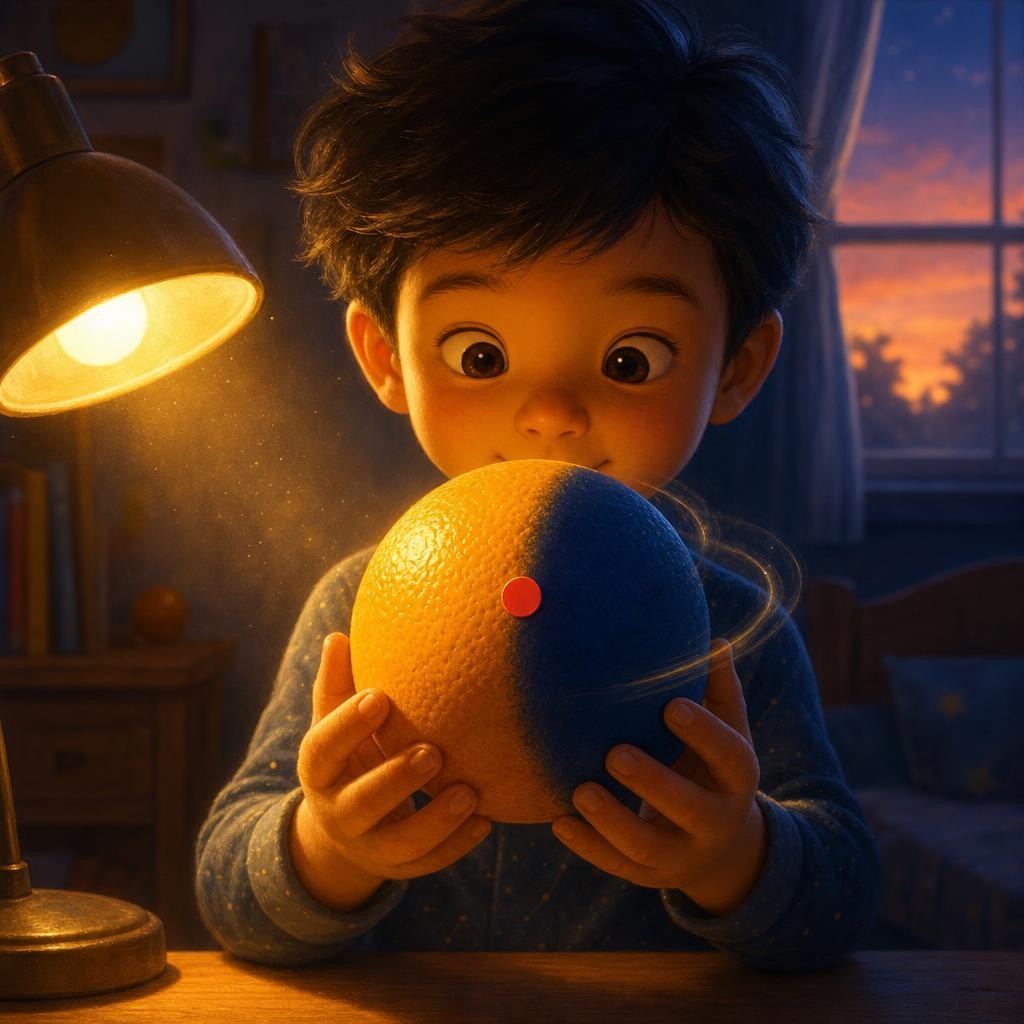 Spin Toward the Light illustration for The Spinning Ball and the Lamp
