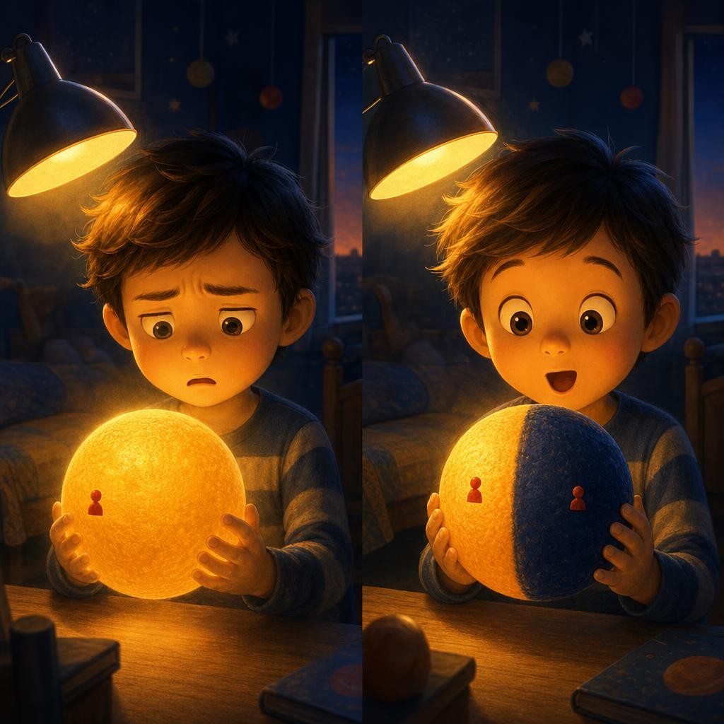 Not One Big Light Switch illustration for The Spinning Ball and the Lamp