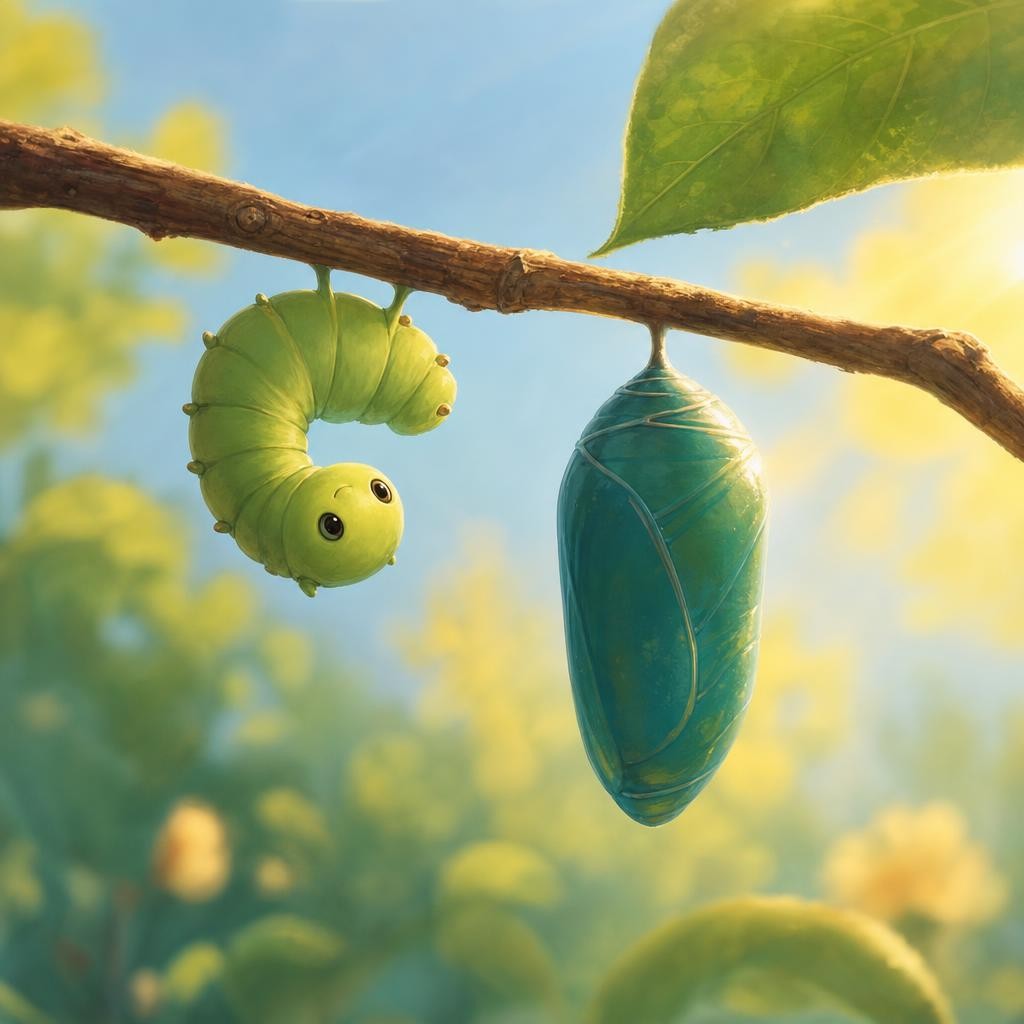 Into the Cozy Case illustration for The Little Caterpillar's Big Change