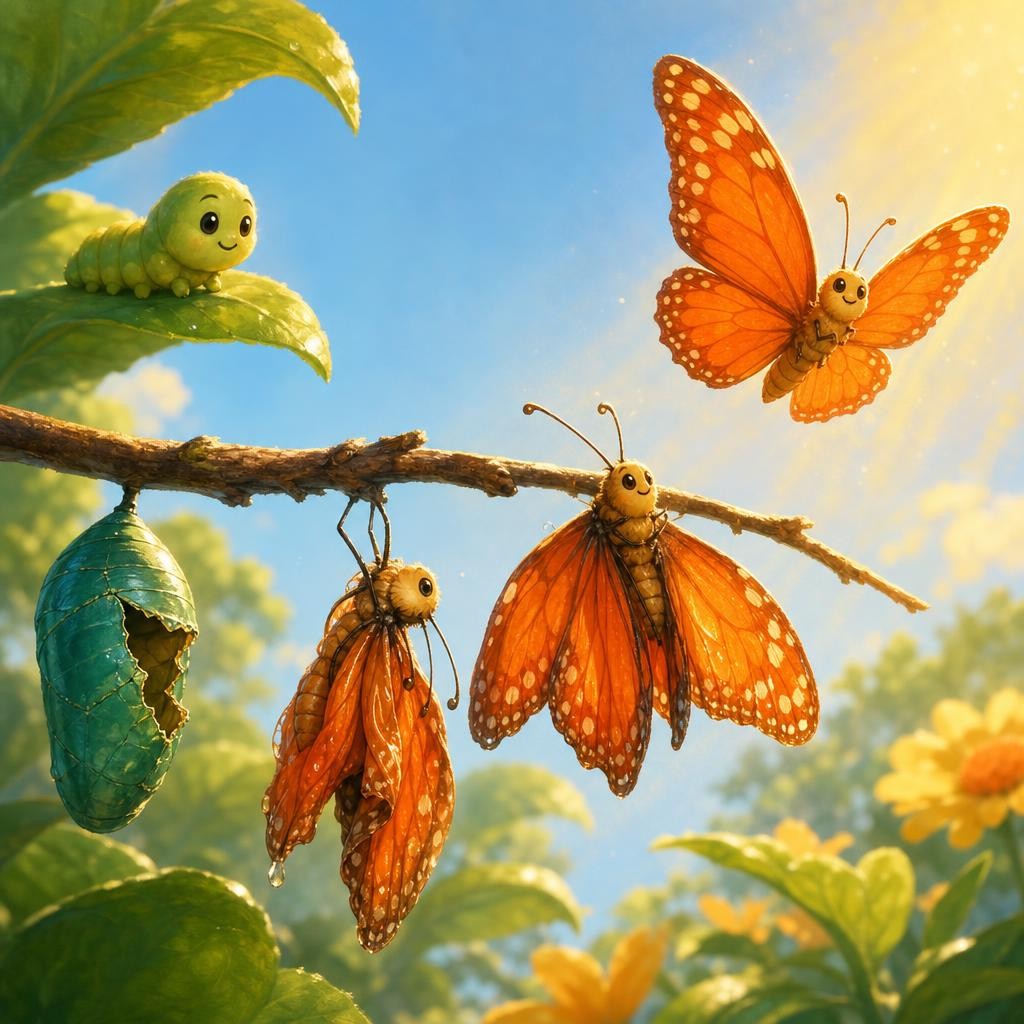 Wings Open Wide illustration for The Little Caterpillar's Big Change