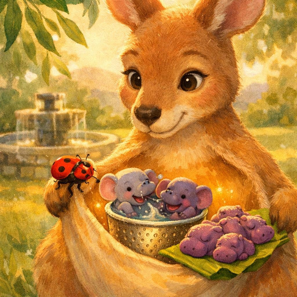 Storybook cover for The Kangaroo with a Pocket Zoo