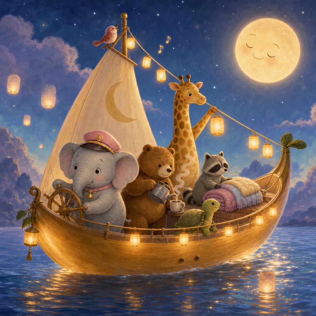 கடல்ல hush hush hush illustration for Captain Ellie மற்றும் Sleepy Moon