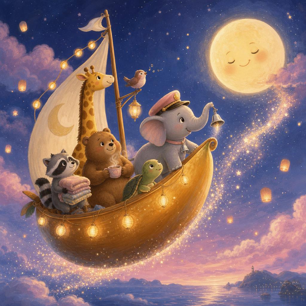 வானத்துல மேலே மேலே illustration for Captain Ellie மற்றும் Sleepy Moon
