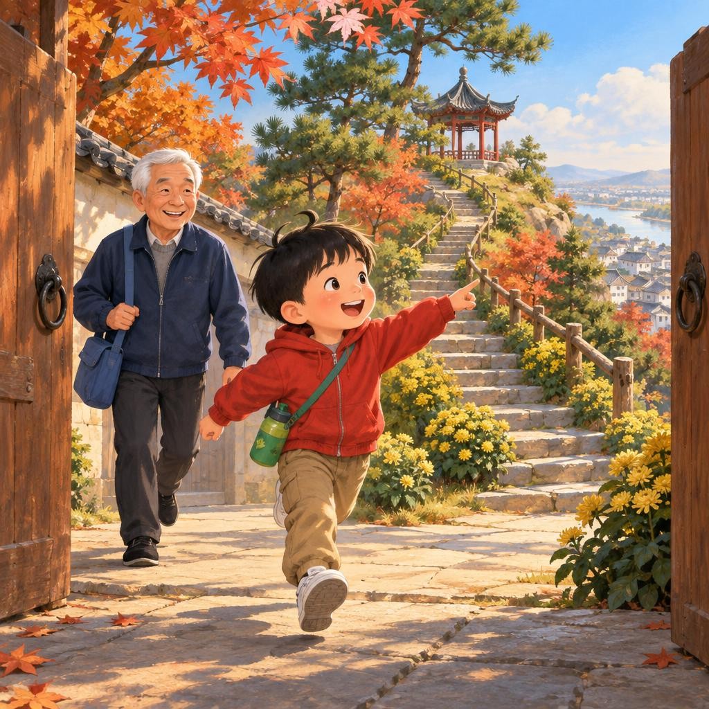 Storybook cover for 重阳节，陪爷爷慢慢登高