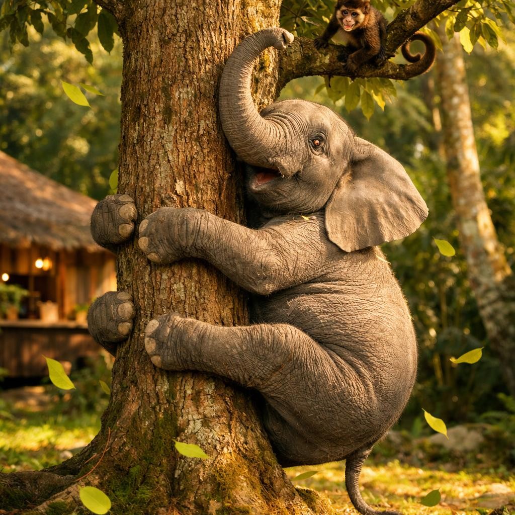 Elephant மரம் ஏறுது! illustration for ஒரு நாள் Swap!