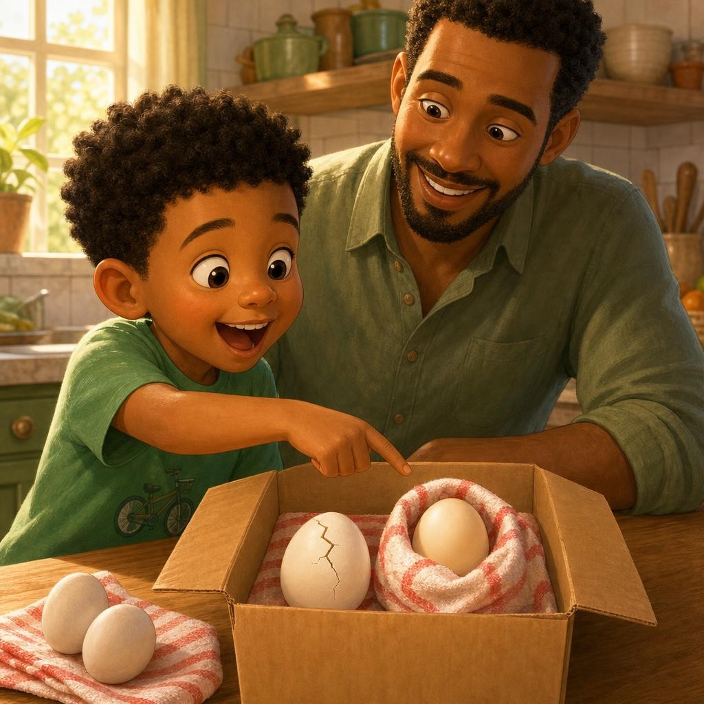 The bare egg has a crack. The wrapped egg is perfect! The soft towel took the bump, so the egg didn't. That's exactly what a helmet does: the helmet takes the bump, so my head does
