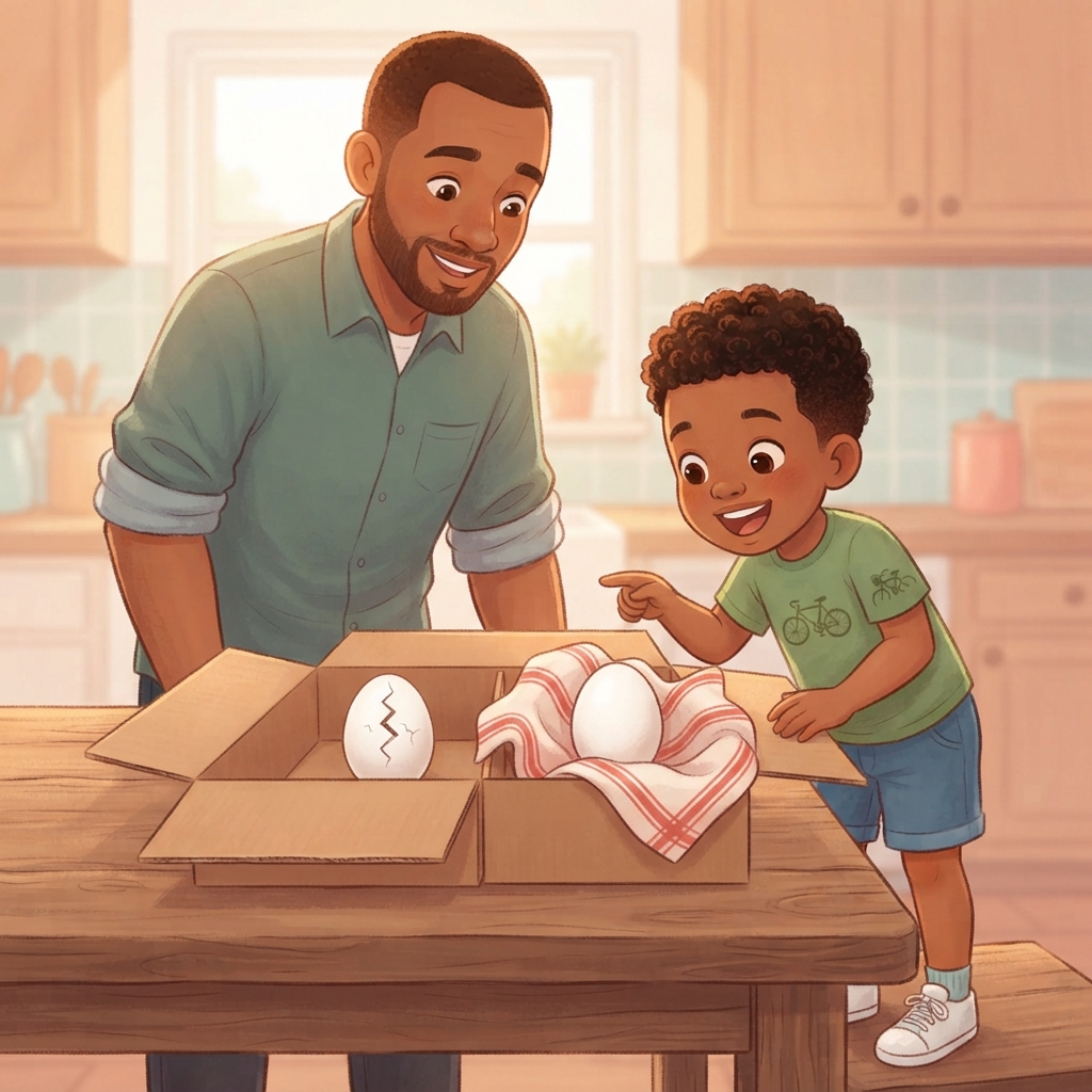 The bare egg has a crack. The wrapped egg is perfect! The soft towel took the bump, so the egg didn't. That's exactly what a helmet does: the helmet takes the bump, so my head does
