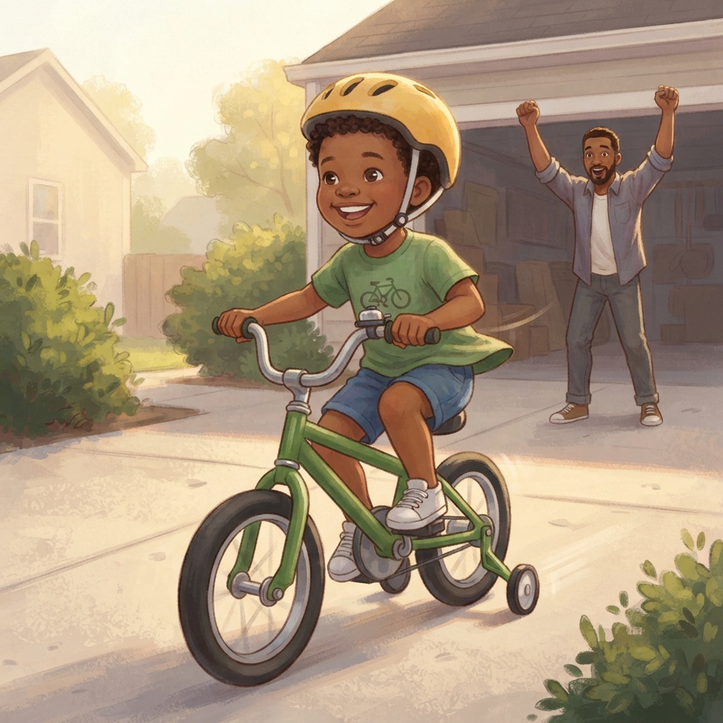 Click! Leo snaps the strap all by himself and zooms down the driveway. The helmet takes the bump, so my head doesn't! Tonight, play the egg game with your grown-up: one egg bare, o