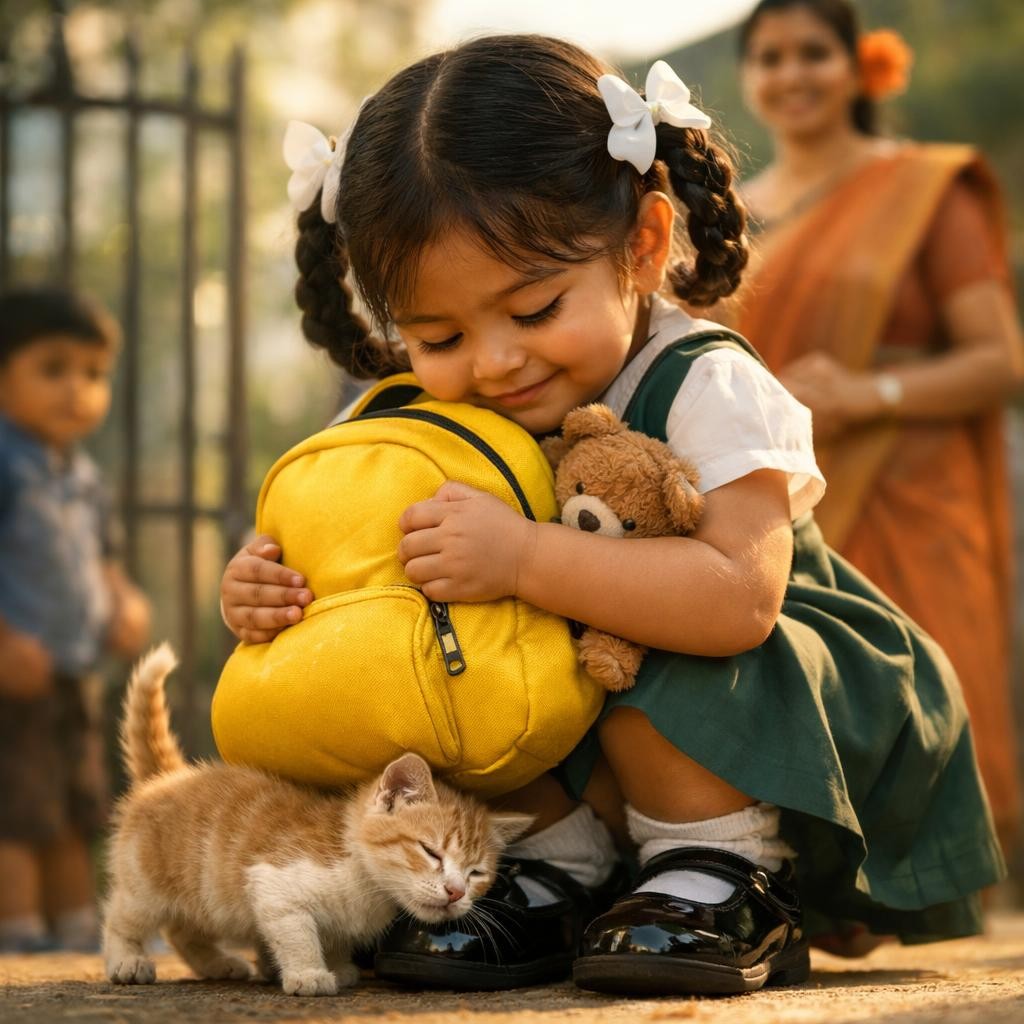 Kutty Poonai Kutti illustration for Kayal-oda Magic Smile Bag