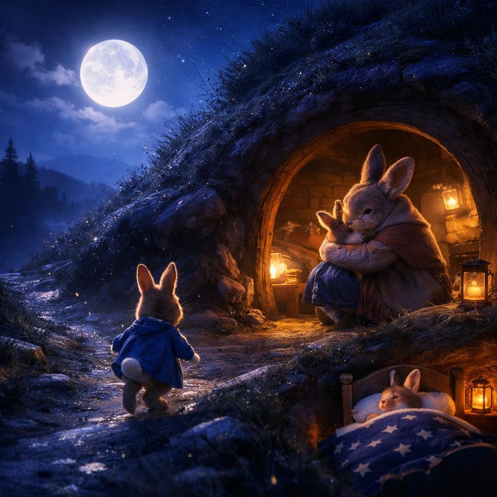 Part 4 illustration for Little Bunny hopped to the top of the hill