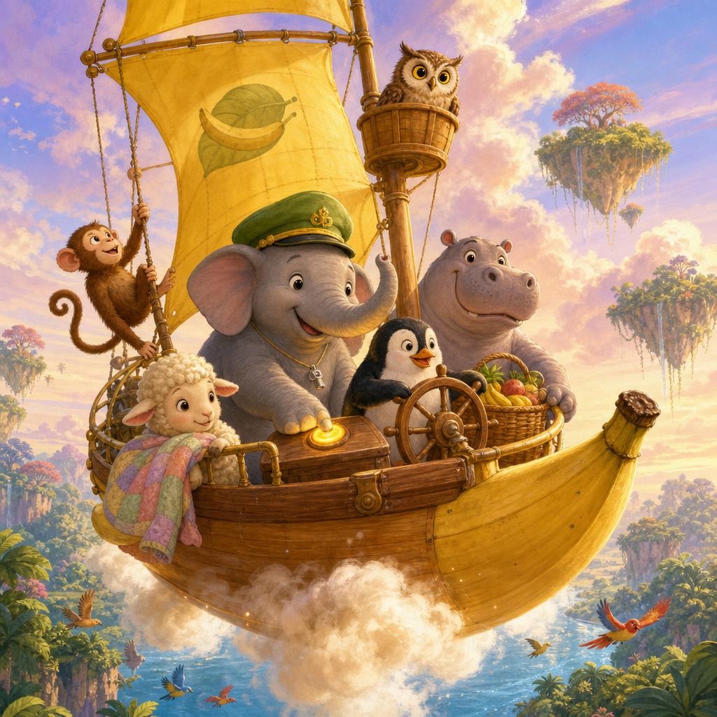 Up Past the Clouds illustration for Captain Ellie and the Floating Jungle
