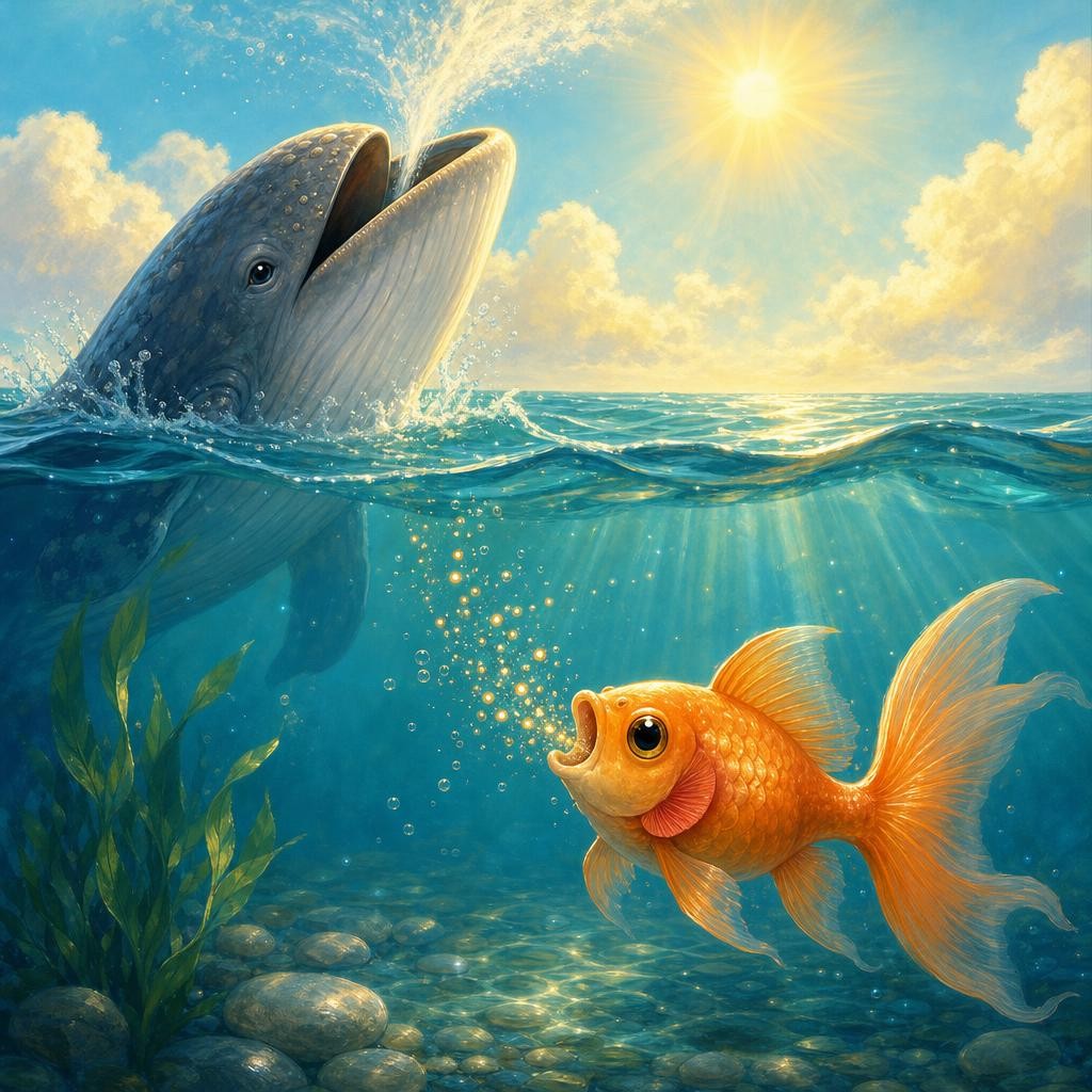 Sunny's mouth goes open, shut, open, shut, never stopping — she breathes the whole time, just like Leo breathes with his lungs, only her air comes from water instead of sky. And he