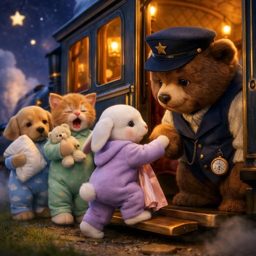 எல்லாரும் climb on பண்ணிட்டாங்க! illustration for சூ சூ! Bedtime Train வந்துடுச்சு!