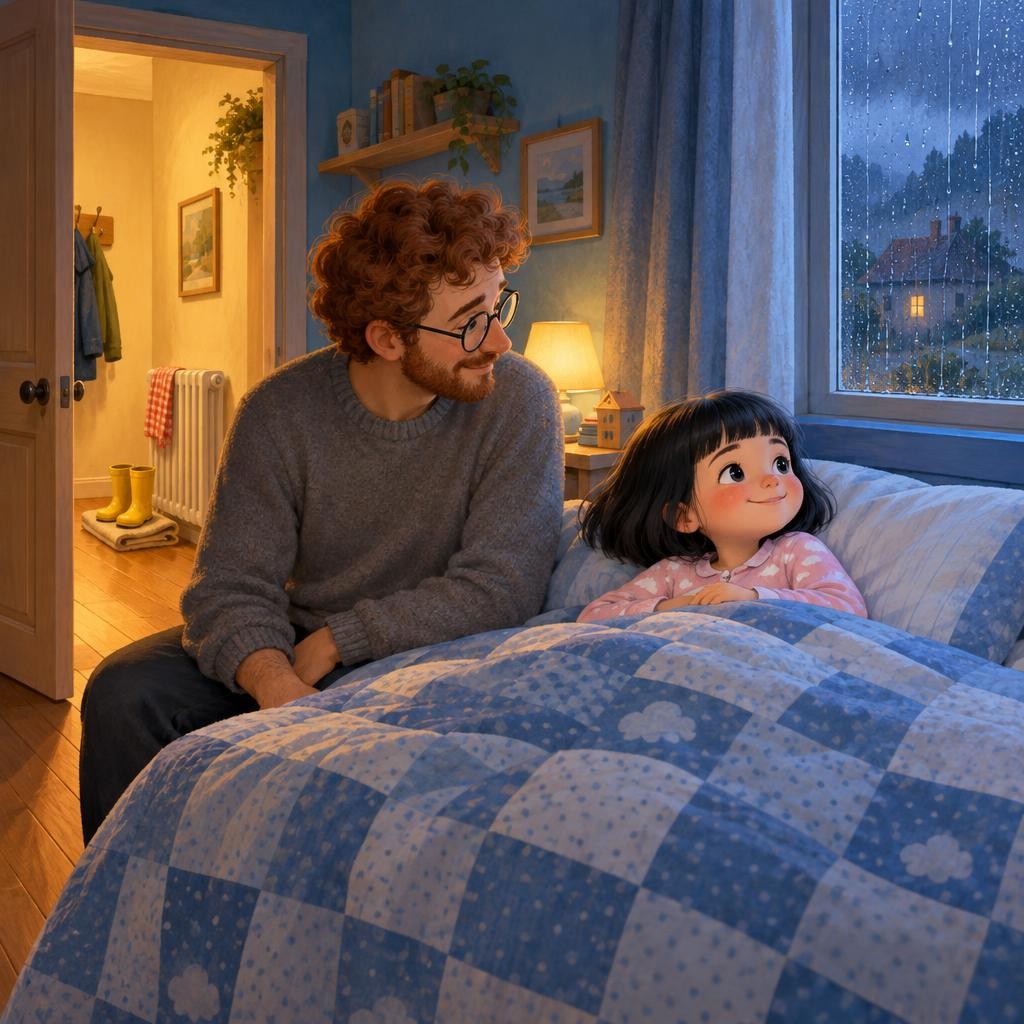 Ya en la cama, Antía oía la lluvia en la ventana: plic, plic, plic. —Papá, ¿mis botas tendrán frío? —Qué va —dijo papá—. Están junto al radiador, bien calentitas. Y mañana, si llue