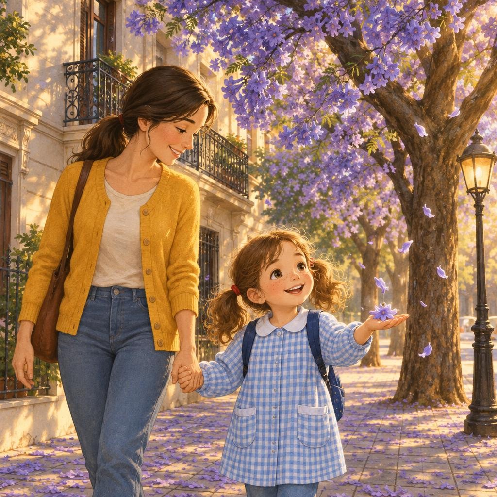 Storybook cover for Juana y el jacarandá