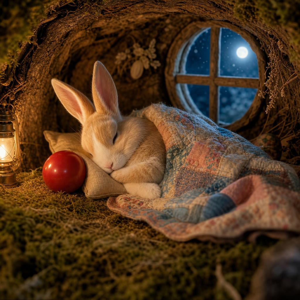 Tucked In With a Smile illustration for Bella's Bouncy Red Ball