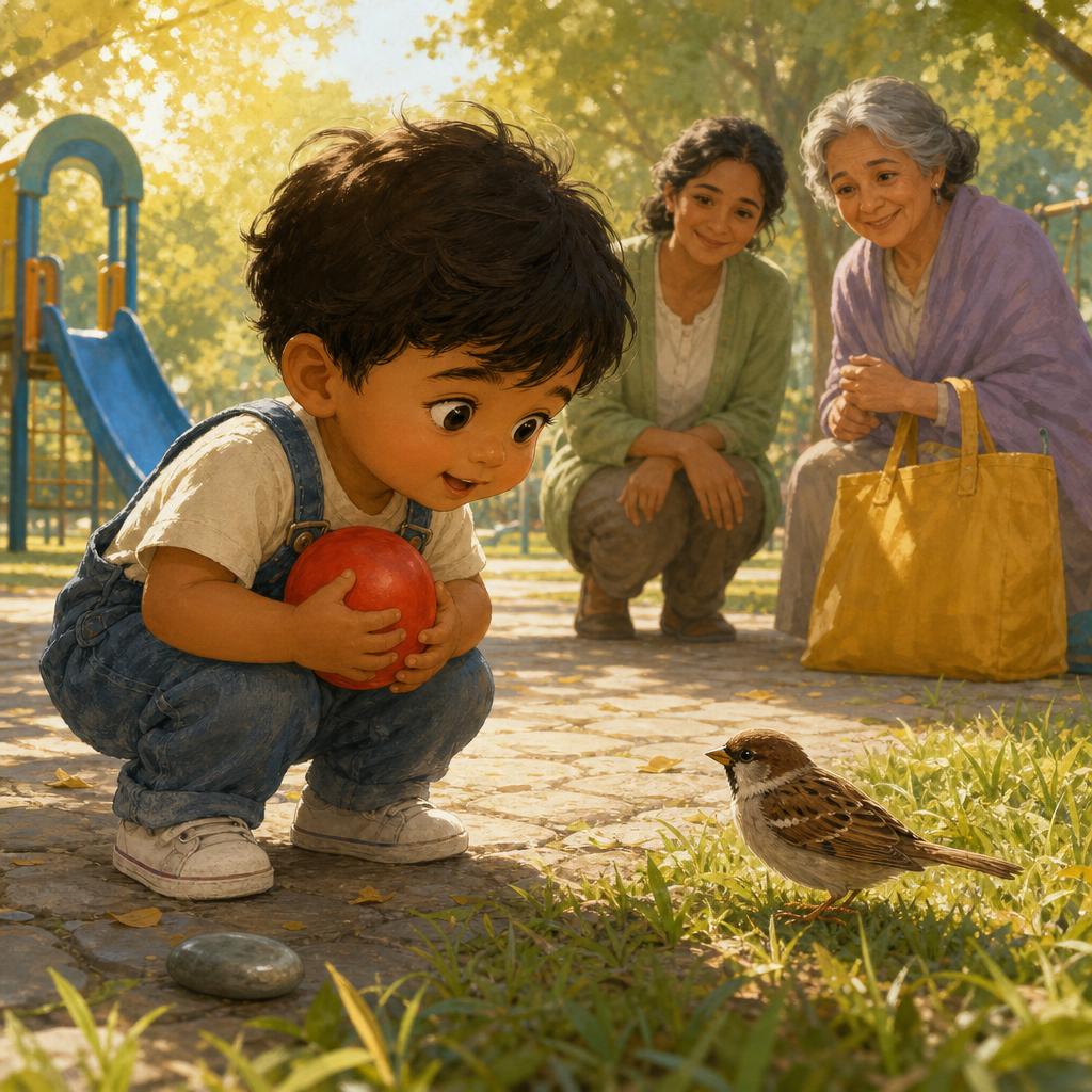A Tiny Visitor illustration for Leo and the Park Surprise
