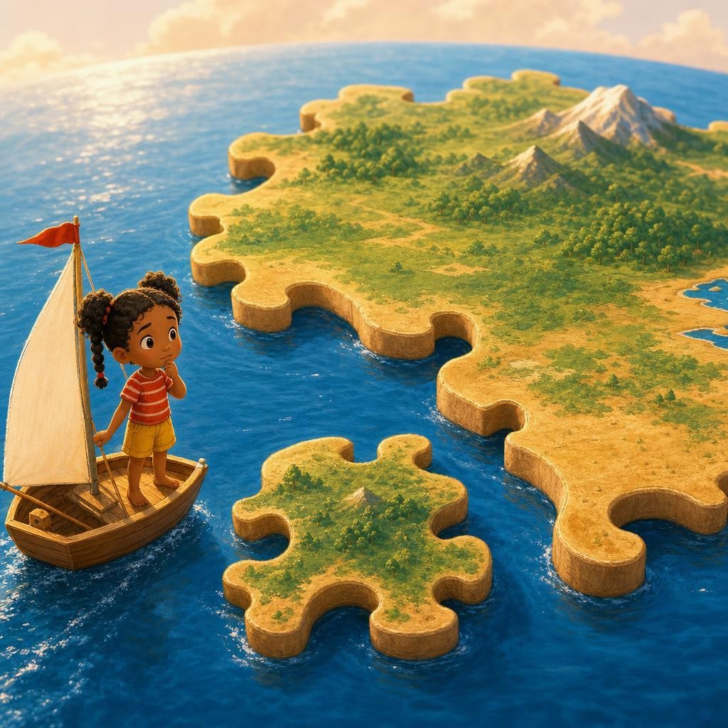 Small but Full illustration for The Big Blue Puzzle: Seven Land Pieces of Our World