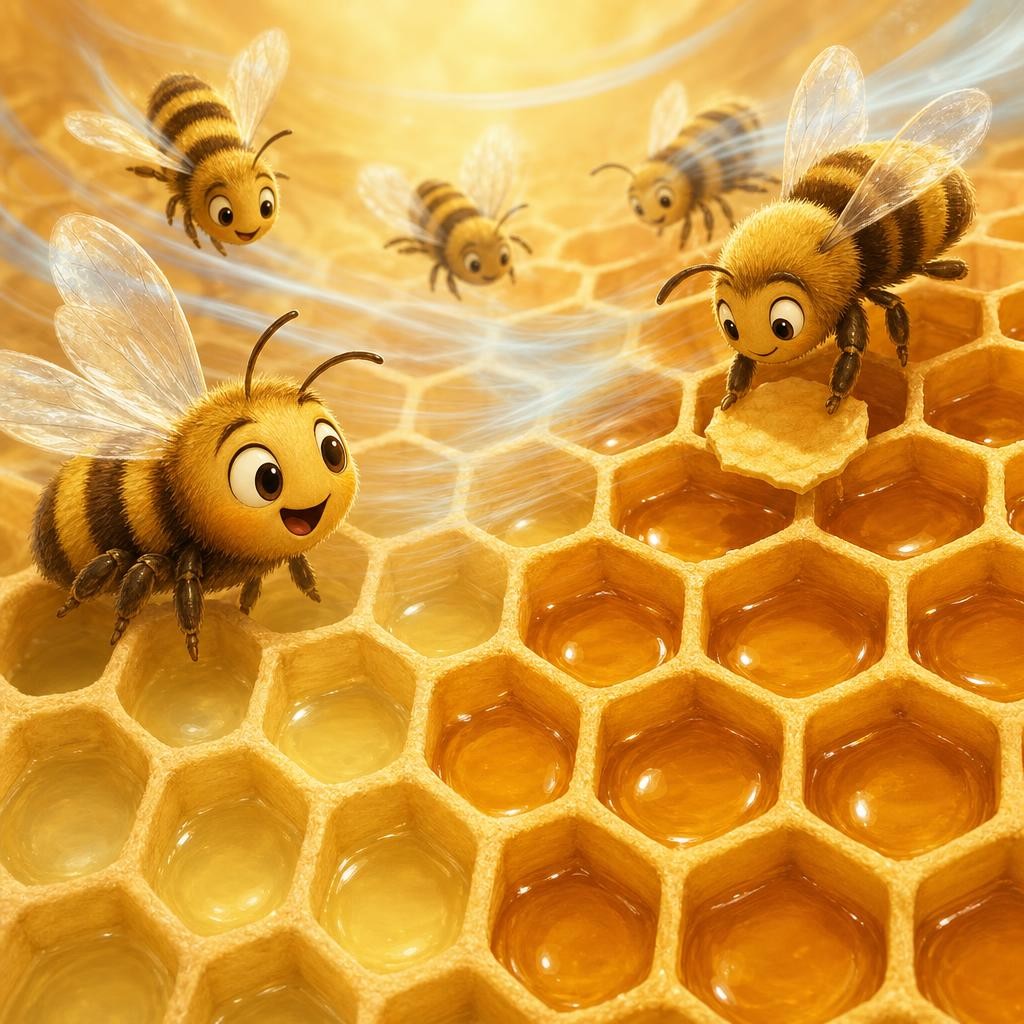 Fanning It Gold illustration for Buzz the Bee and the Flower Juice